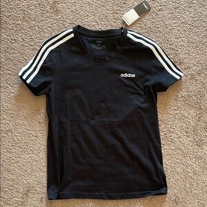 Adidas Black T-Shirt with White Stripes